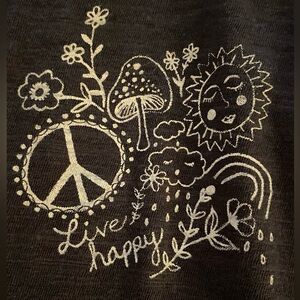 NATURAL LIFE Charcoal Graphic Tee Live Happy Peace Nature Love Longsleeve Tee